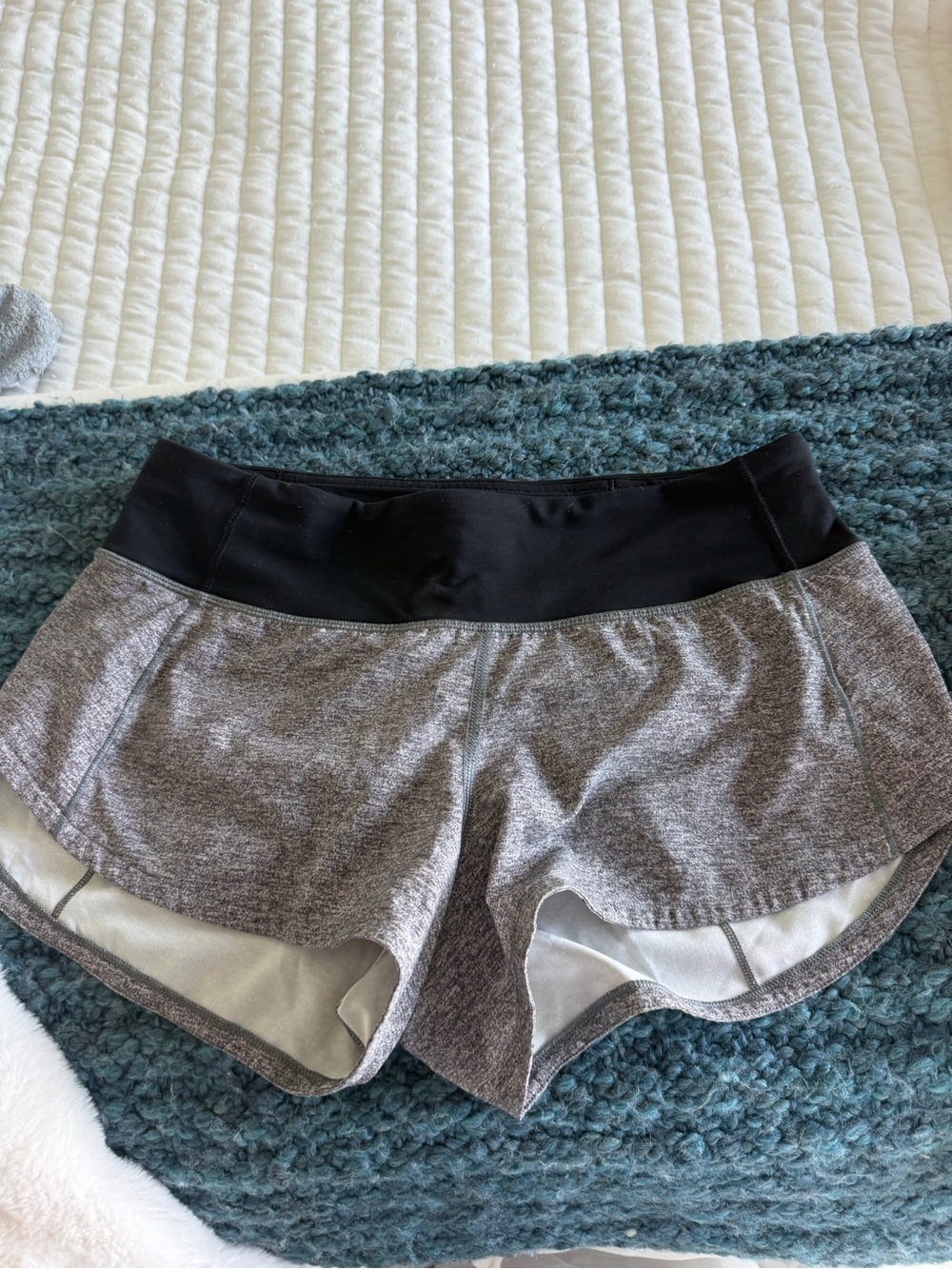 lululemon athletica Gray Athletic Shorts with Black Waistband